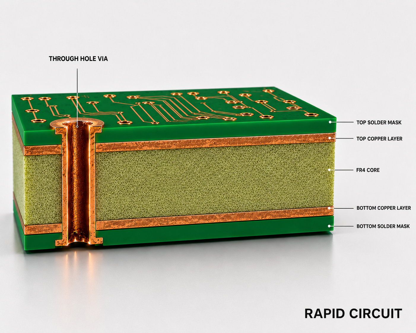 PCB via connection between layers